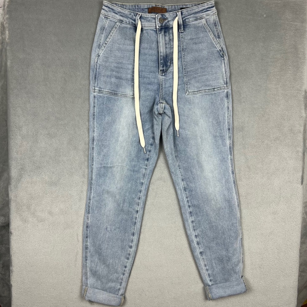 Judy Blue Light Wash High Rise Drawstring Jogger Jeans JB88691 Size 7/28 Stretch